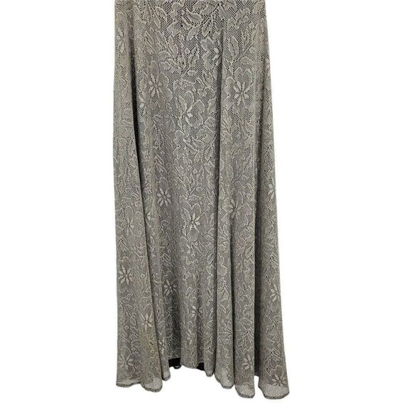 Vintage 80's Formal Eggplant Metallic Crochet Lace Overlay Sleeveless Gown Sz M - Picture 12 of 15